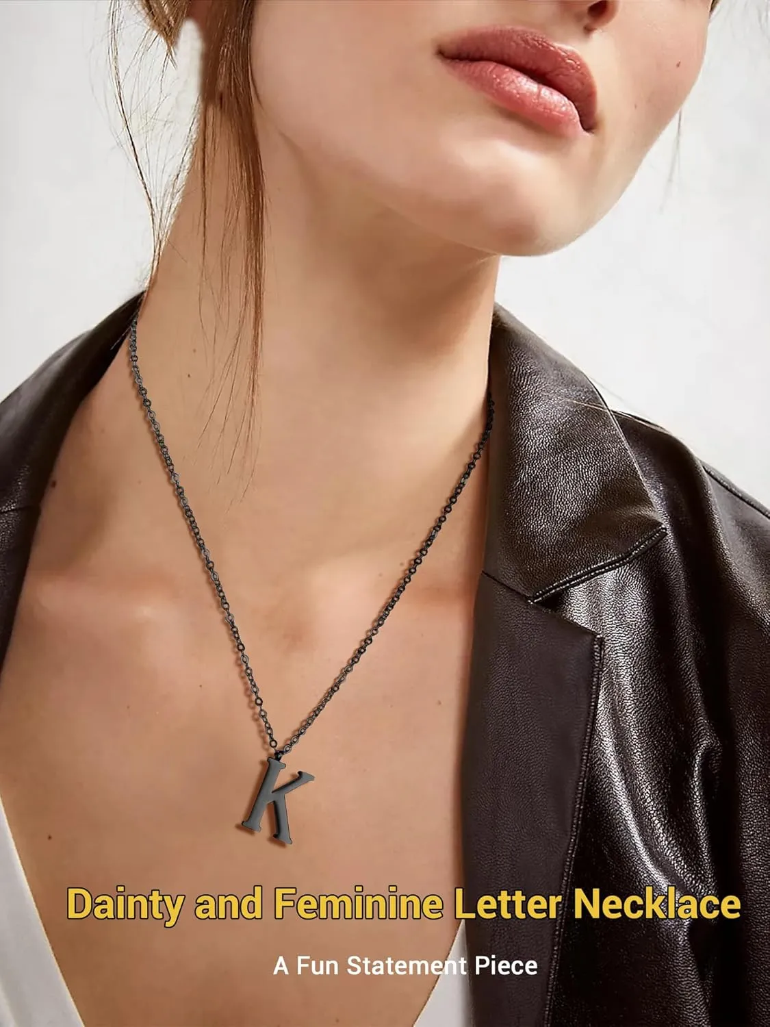 PROSTEEL Initial Necklaces for Women Trendy, Gold Plated/Black 316 Stainless Steel A-Z Letter Necklace, Name Jewelry, 20"-22" Adjustable, Come with Box