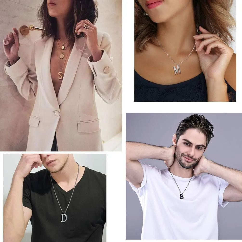 PROSTEEL Initial Necklaces for Women Trendy, Gold Plated/Black 316 Stainless Steel A-Z Letter Necklace, Name Jewelry, 20"-22" Adjustable, Come with Box