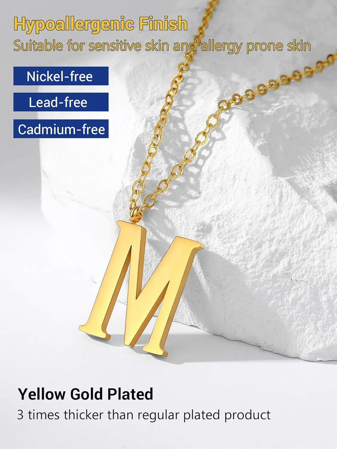 PROSTEEL Initial Necklaces for Women Trendy, Gold Plated/Black 316 Stainless Steel A-Z Letter Necklace, Name Jewelry, 20"-22" Adjustable, Come with Box
