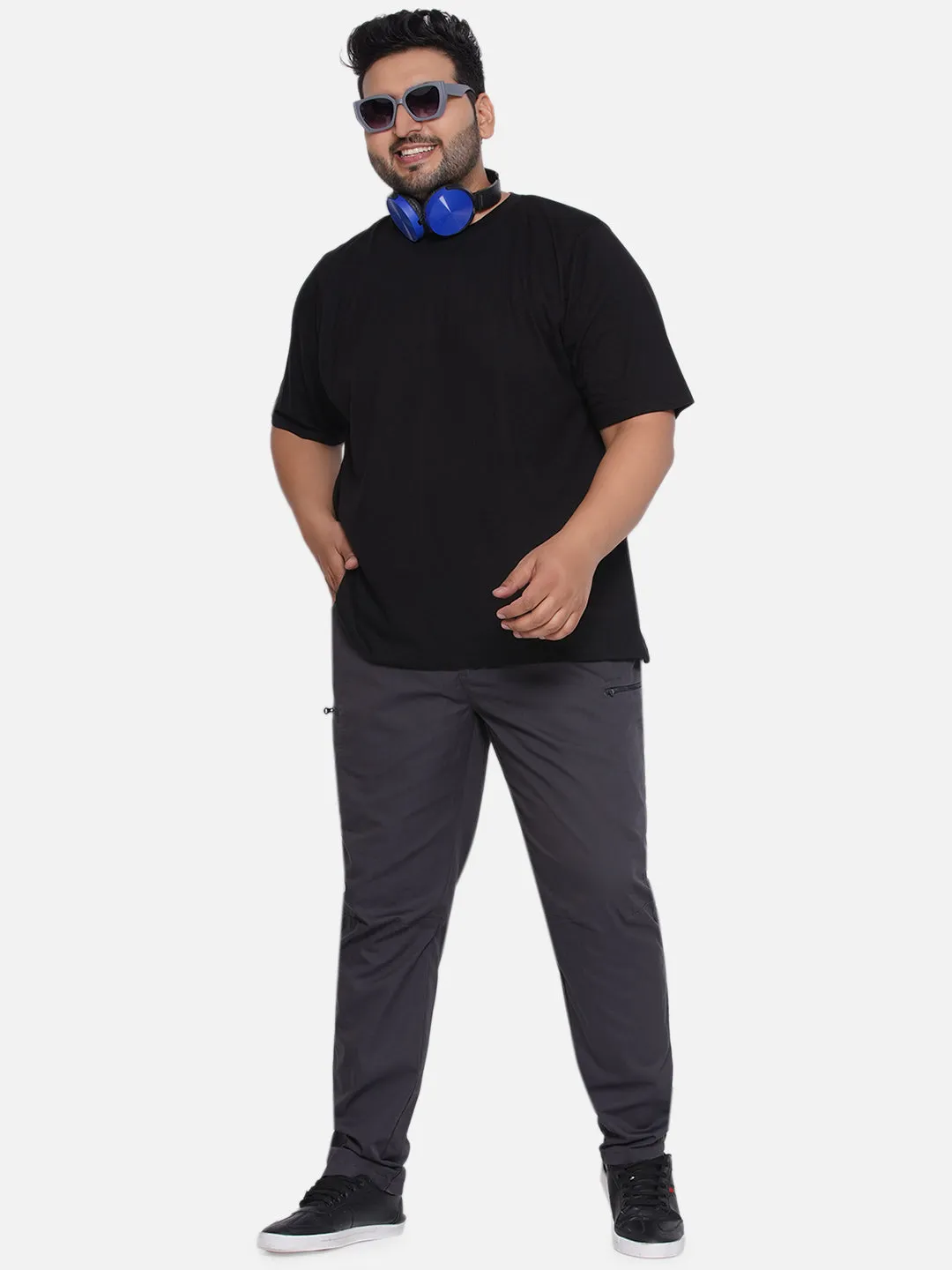 Quechua - Plus Size Men's Dark Grey Regular Fit Pure Cotton Trousers