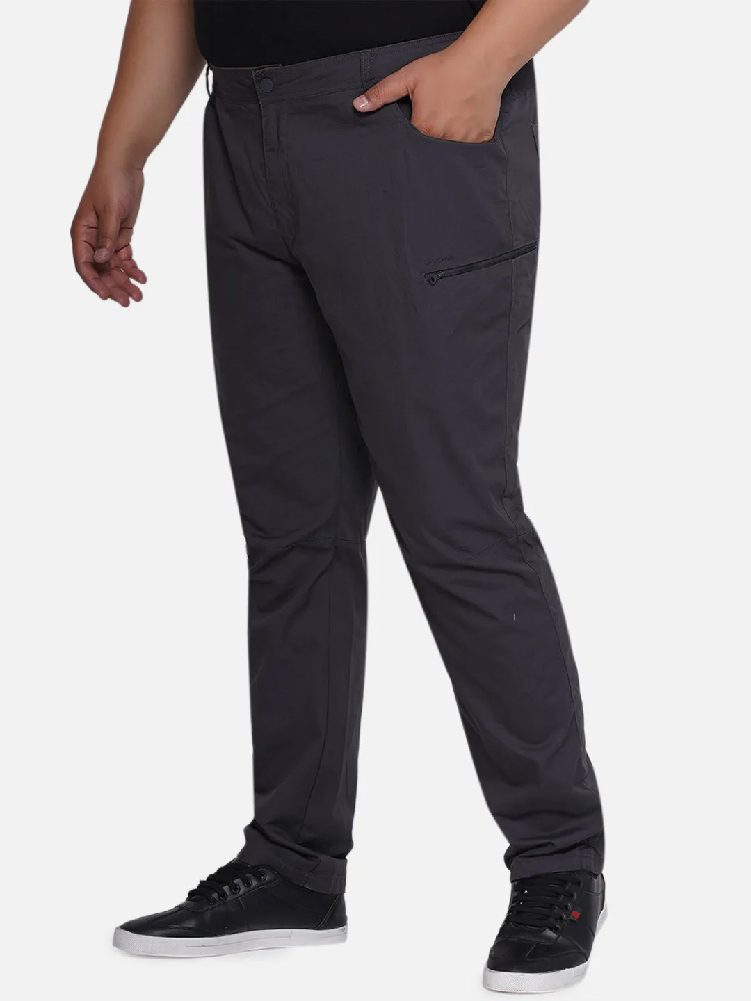 Quechua - Plus Size Men's Dark Grey Regular Fit Pure Cotton Trousers