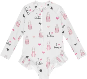 QUGRL Girls Rash Guard Bathing Suit Long Sleeve One Piece Swimsuits UPF 50  Toddler Kids Zipper Swimwear 3-12 Years