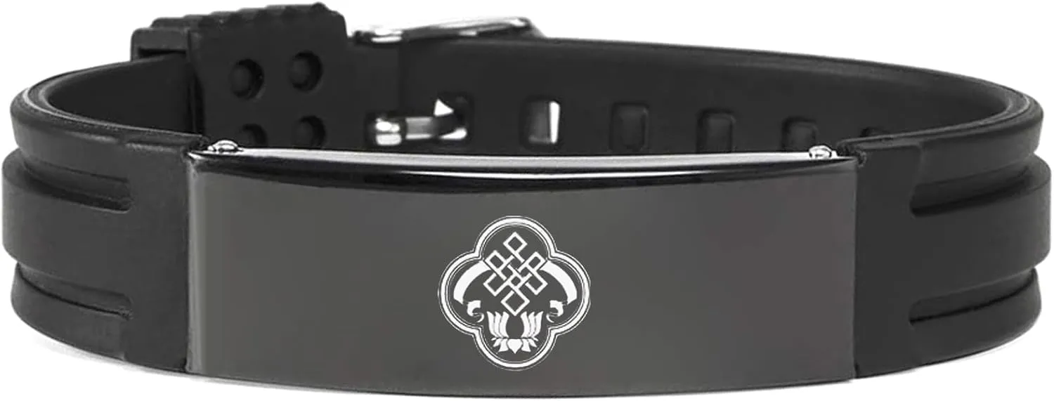 Religious Om Meditation Jewellry,Adjustable Buddhist Bracelet Wristband Spiritual Buddhism Prayer Bangle,Personalized Black Silicone Bracelet for Men Women