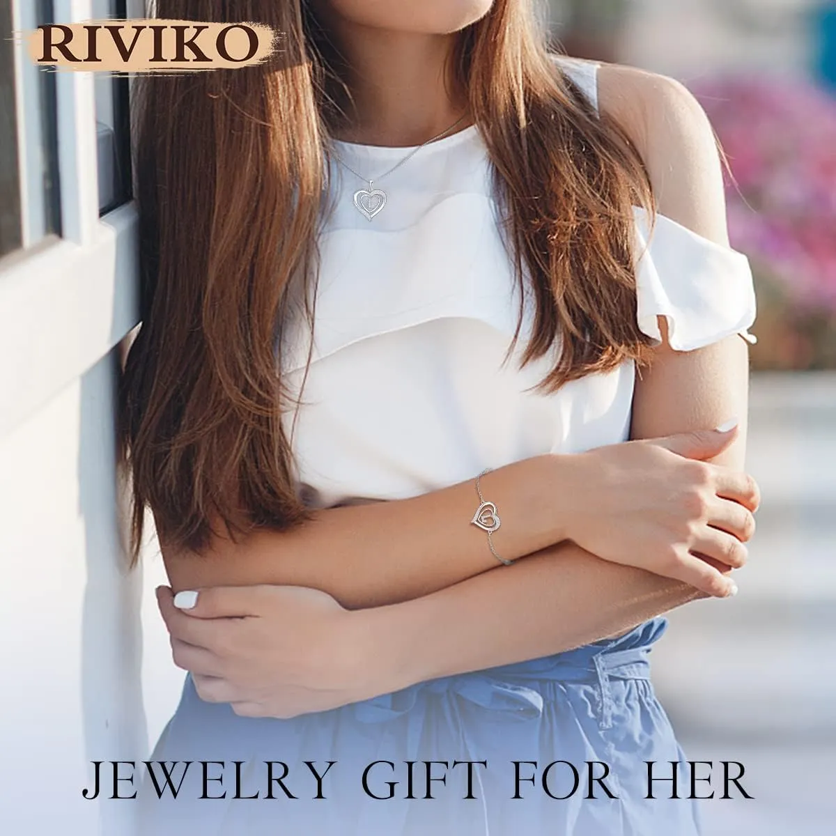 RIVIKO Heart Initial Bracelets for Women,925 Sterling Silver Letter Bracelets, Personalized Charm Alphabet Jewelry Valentines Christmas Mothers Day Birthday Gifts for Women Friend Her Mom Wife Lady