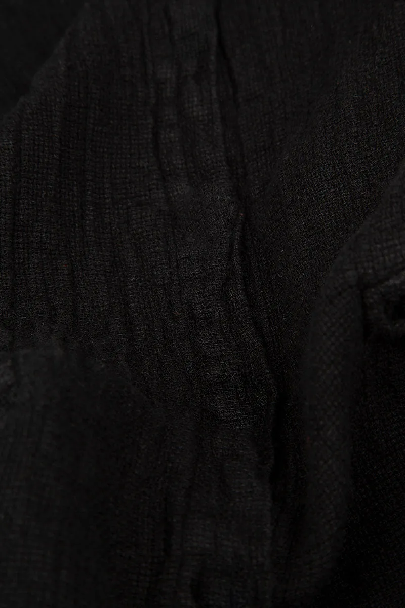 Roll Up Black Linen Trousers