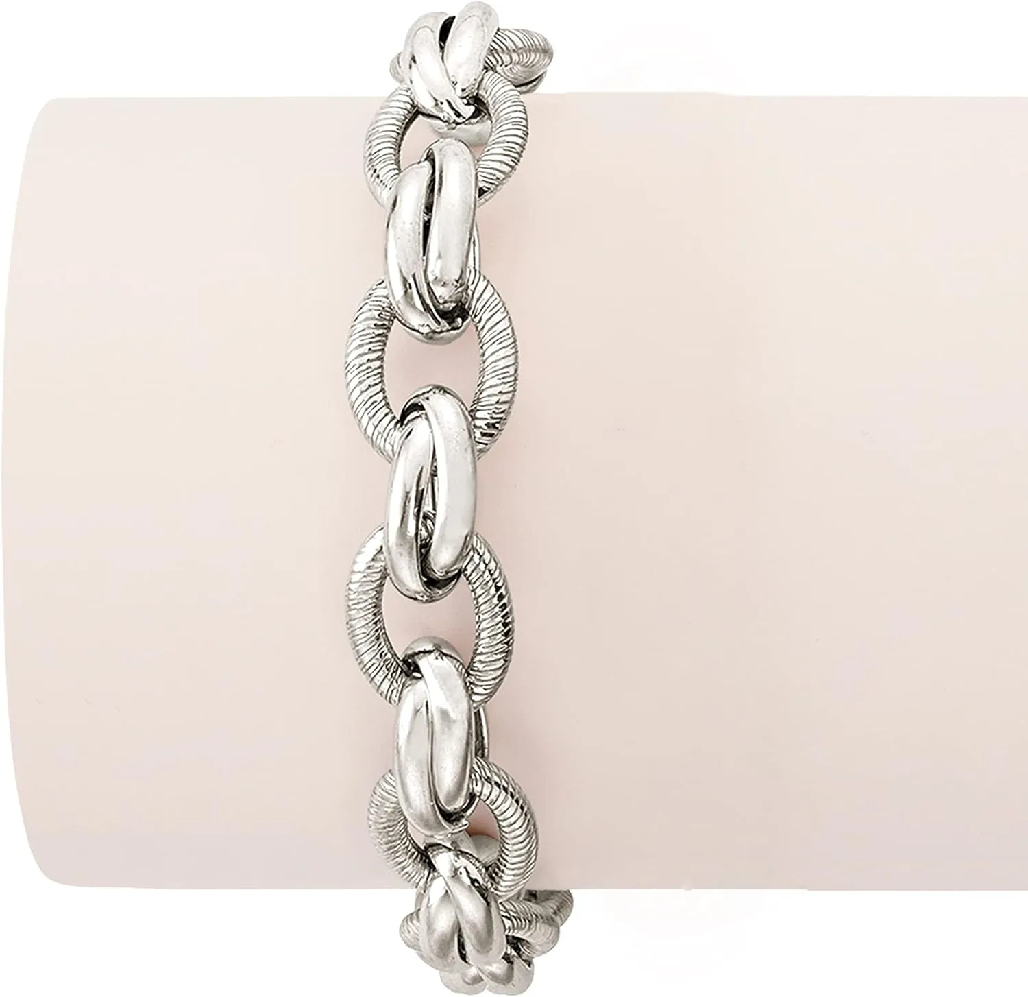 Ross-Simons Italian Sterling Silver Textured and Polished Multi-Link Bracelet