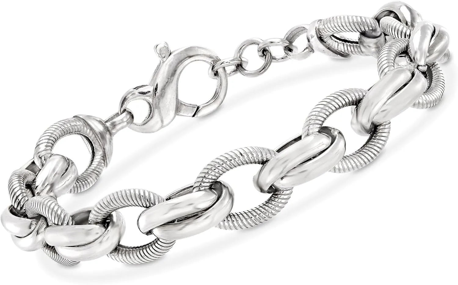 Ross-Simons Italian Sterling Silver Textured and Polished Multi-Link Bracelet