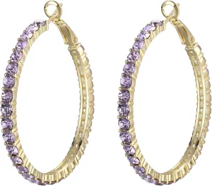 SELOVO Hoop Earrings Stylish Crystal Earrings For Women 1.8"