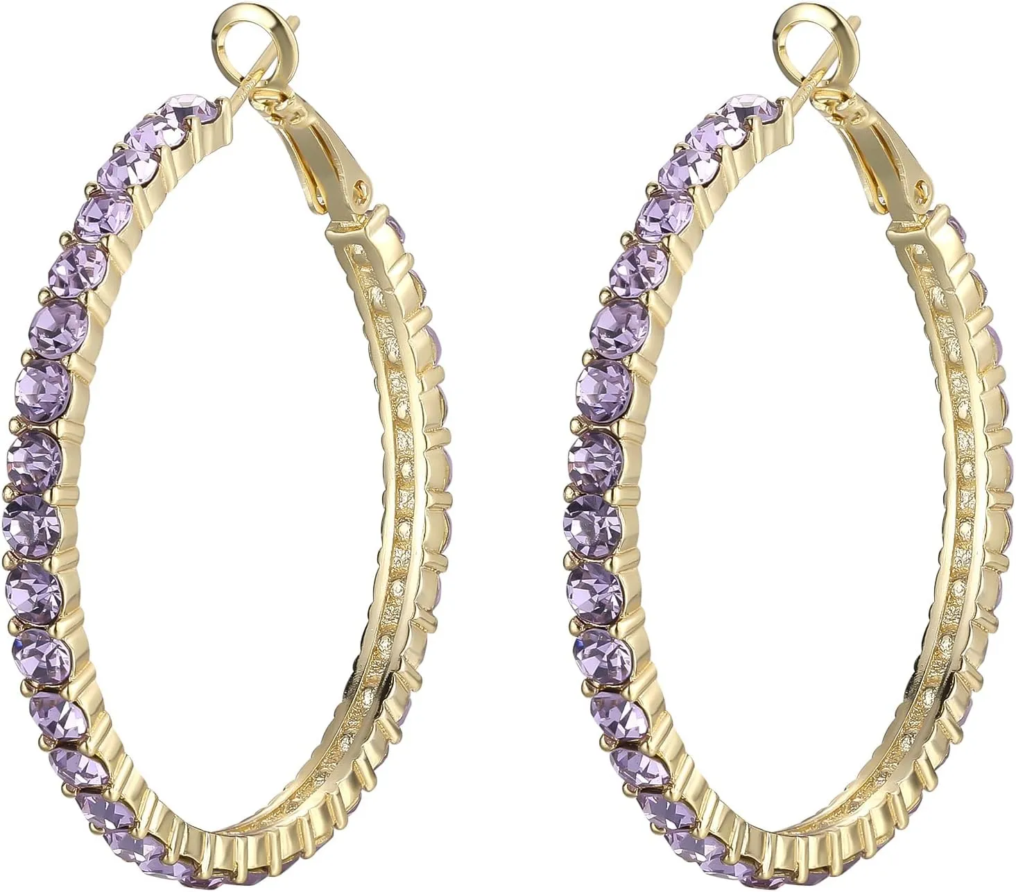 SELOVO Hoop Earrings Stylish Crystal Earrings For Women 1.8"