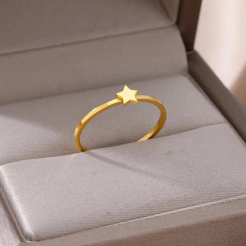 Simple Ring Cross Moon Star Sun Circle Ring Minimalist Stylish Design Finger Ring Heart Shape Couple Ring Jewelry for Women Men