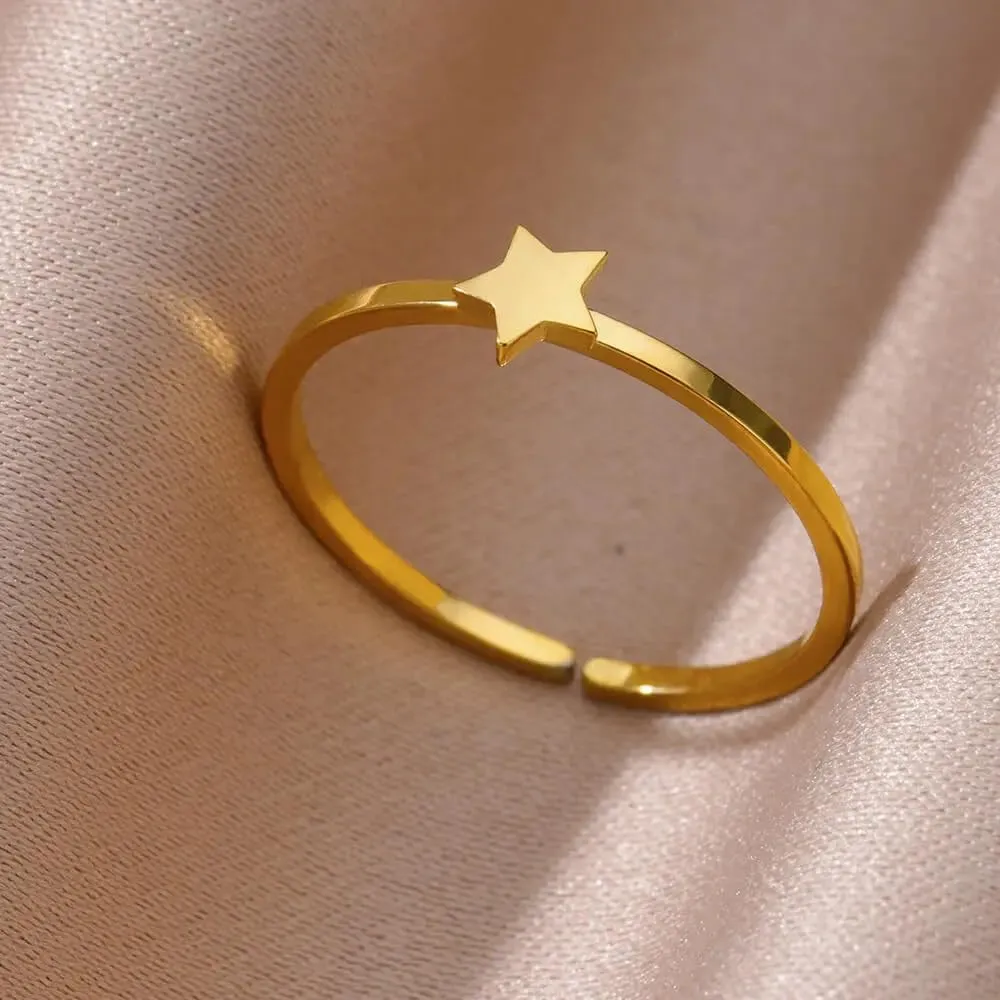 Simple Ring Cross Moon Star Sun Circle Ring Minimalist Stylish Design Finger Ring Heart Shape Couple Ring Jewelry for Women Men