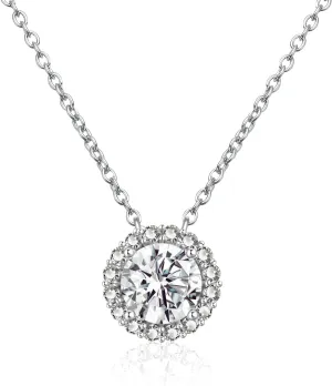 Simulated Diamond Pendant Necklace for Women Sterling Silver Solitaire Moissanite Dainty Choker Necklaces