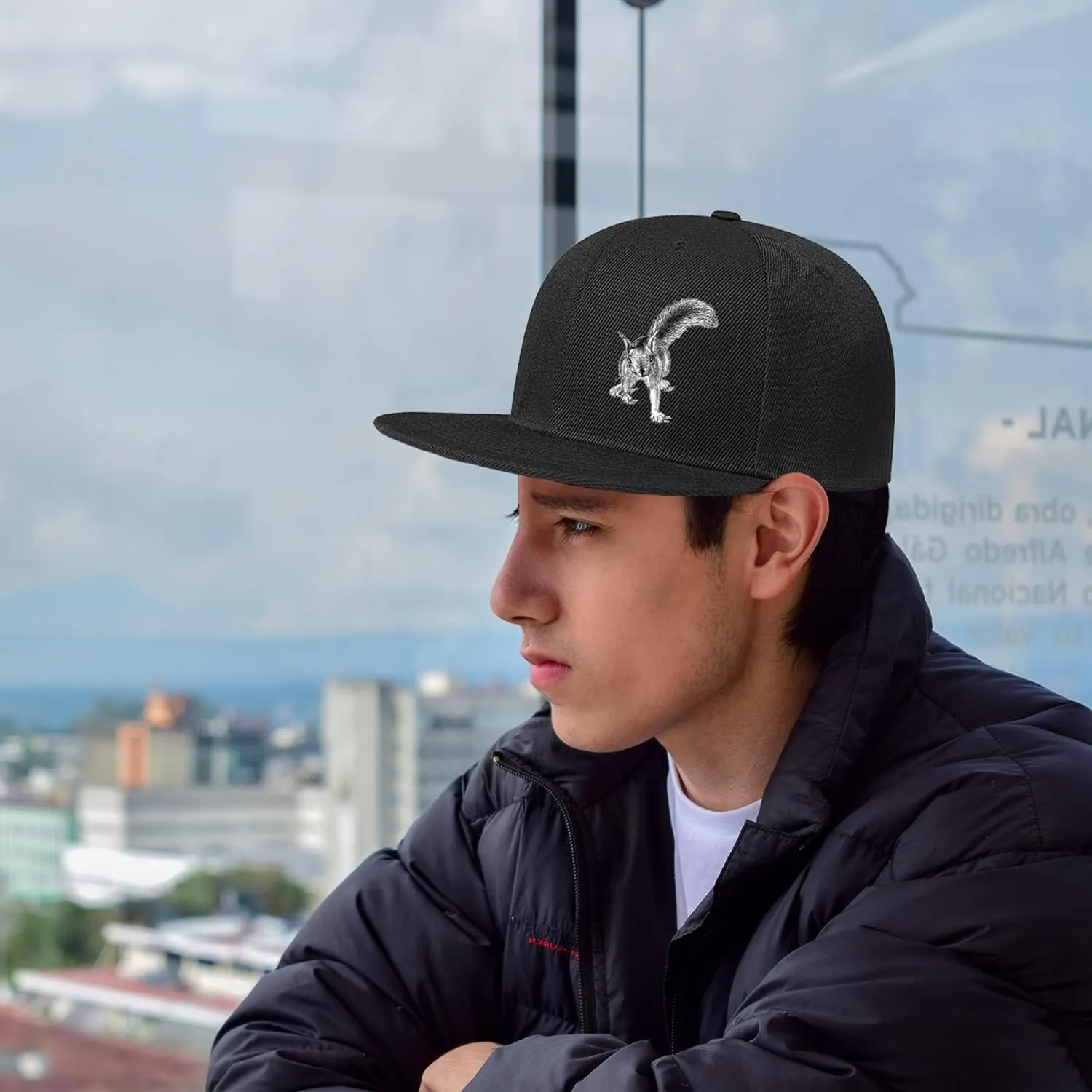 Skull Hat Flat Bill Hats for Men Boys Skeleton Cap USA American Flag Black Mens Snapback Hats Flat Brim Snap Backpack