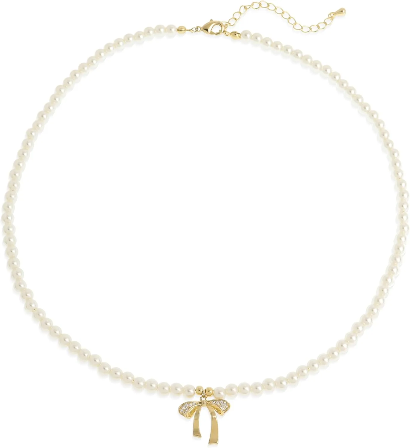 Sonateomber Gold Pearl Layered Choker Strand Necklaces for Women, Simple Dainty Long Faux Pearls Chain Wedding Bridal Jewelry Gifts