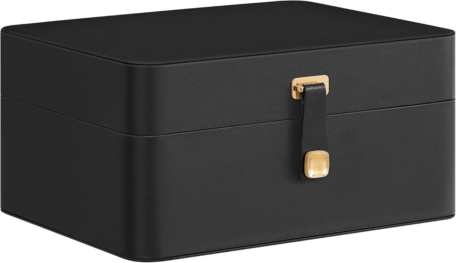 SONGMICS Jewelry Box with Mirror, 2-Layer Jewelry Holder Organizer, Travel Jewelry Case, Removable Jewelry Tray, 6.9 x 8.7 x 4.3 Inches, Earring Necklace Storage, Gift Idea, Ink Black UJBC200B01