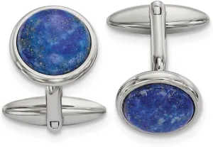 Stainless Steel Polished Lapis Cufflinks