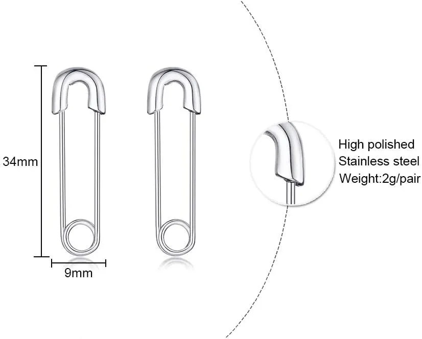 Stainless Steel Stylish Cartilage Earrings Punk Goth Safety Pin Earrings for Women Girl 90s Hoop Earrings Fashion Stylish Earrings Collection for BFF Mom,non fade