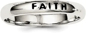 Sterling Silver Antiqued and Polished Faith Ring