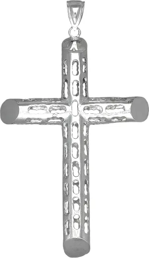 Sterling Silver Cross Without Jesus Pendant Necklace High Polished 3.63"