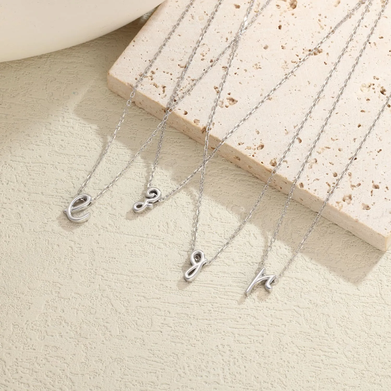 Sterling Silver Layered Initial Necklace for Women - 18K Gold Plated Adjustable Beaded Choker & Personalized Pendant Set, Delicate Jewelry