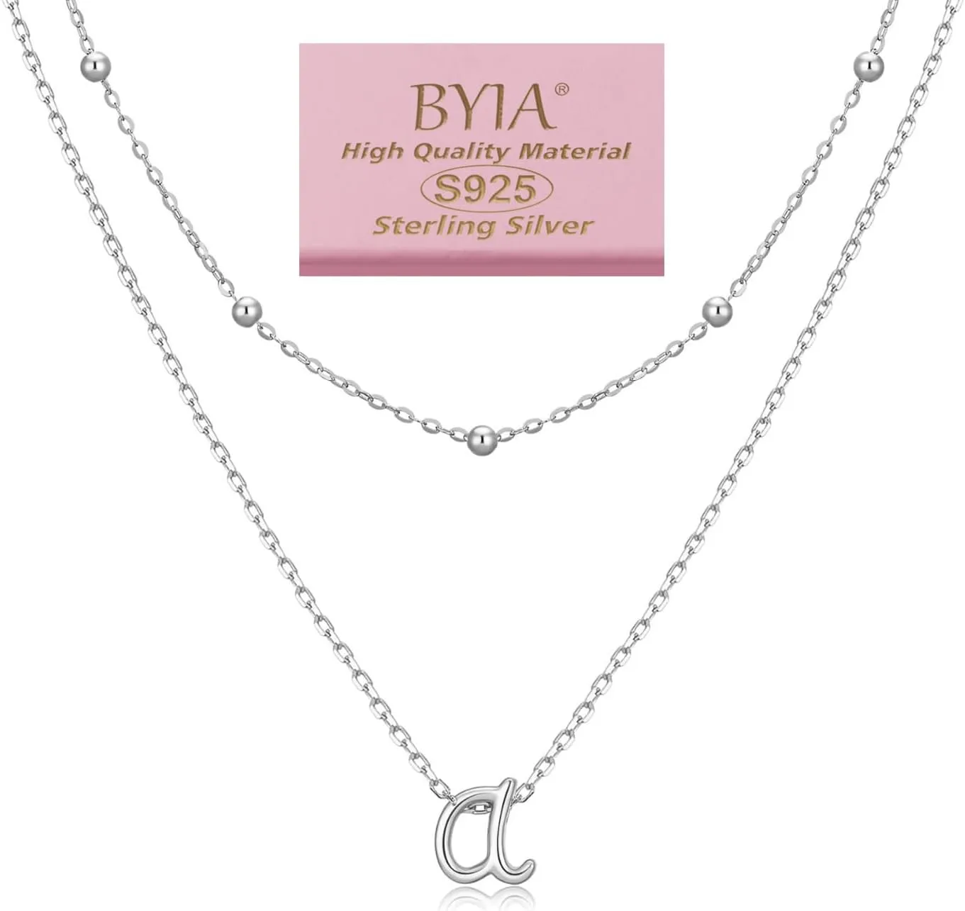 Sterling Silver Layered Initial Necklace for Women - 18K Gold Plated Adjustable Beaded Choker & Personalized Pendant Set, Delicate Jewelry