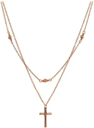 Sterling Silver Polished Cross Layered Choker Necklace