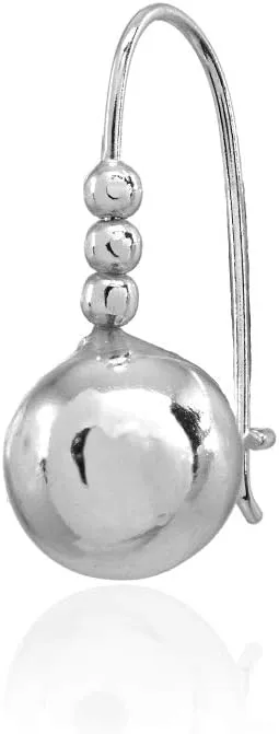 Sterling Silver Polished Dainty Round Beads Drop Earrings
