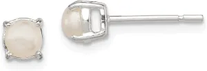 Sterling Silver Polished Imitation Pearl Post Earrings Stunning