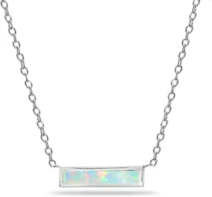 Sterling Silver Polished Inlay Minimalist Dainty Thin Horizontal Bar Necklace for Women, Choice of 3