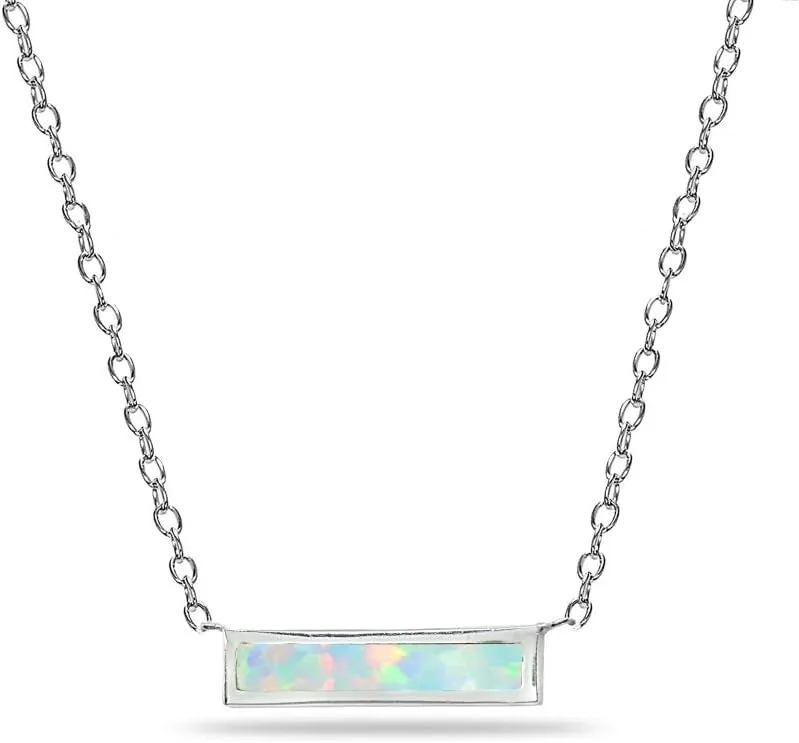 Sterling Silver Polished Inlay Minimalist Dainty Thin Horizontal Bar Necklace for Women, Choice of 3