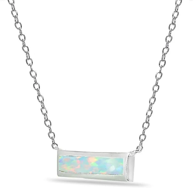 Sterling Silver Polished Inlay Minimalist Dainty Thin Horizontal Bar Necklace for Women, Choice of 3