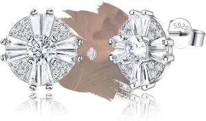 Sterling Silver Stud Earrings for Women Hypoallergenic Cubic Zirconia Round Stud Earrings Classic Post Earrings for Sensitive Ears Fashion Lightweight Earring Gifts for Christmas Birthday Mothers Day