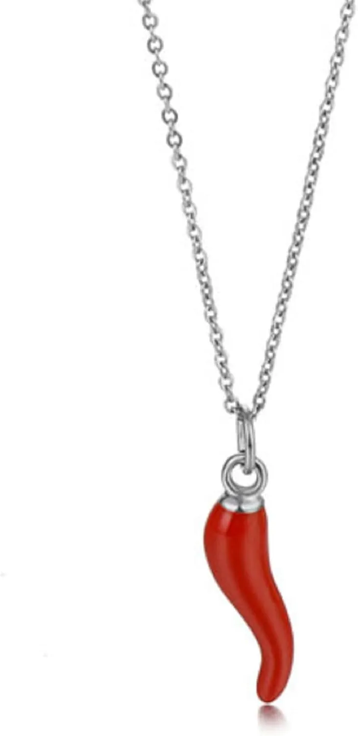 Stylish & Fun Red Chili Pepper Necklace,Color Preserving Stainless Steel Chili Pepper Pendant Titanium Steel Necklace (Gold red oil)