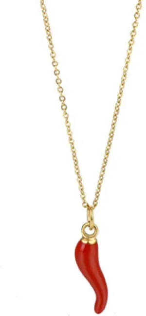 Stylish & Fun Red Chili Pepper Necklace,Color Preserving Stainless Steel Chili Pepper Pendant Titanium Steel Necklace (Gold red oil)