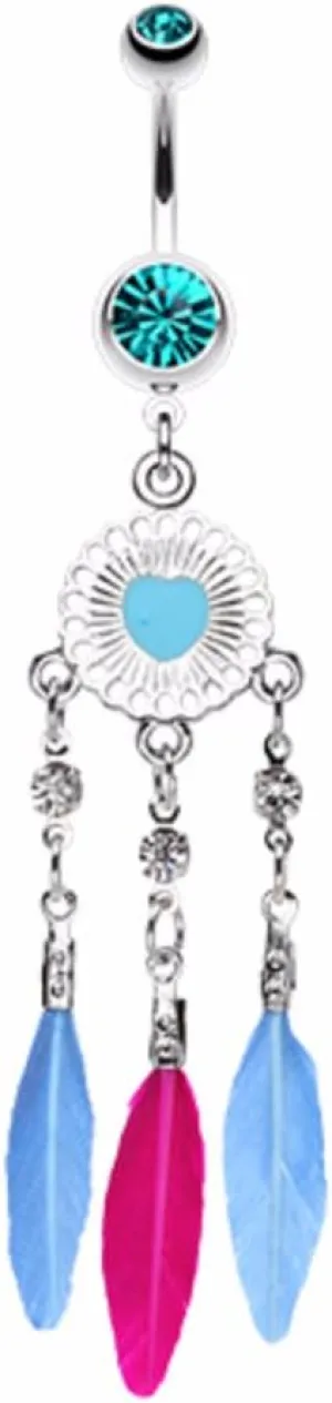 Stylish Heart Dream Catcher WildKlass Belly Button Ring