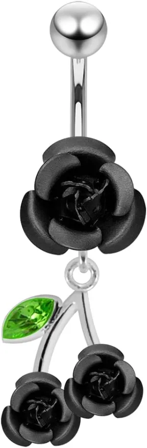 Stylish Triple Rose Dangling 925 Sterling Body Jewelry