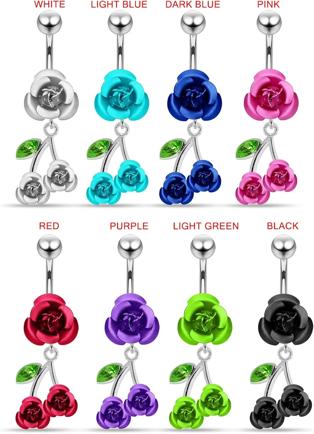 Stylish Triple Rose Dangling 925 Sterling Body Jewelry