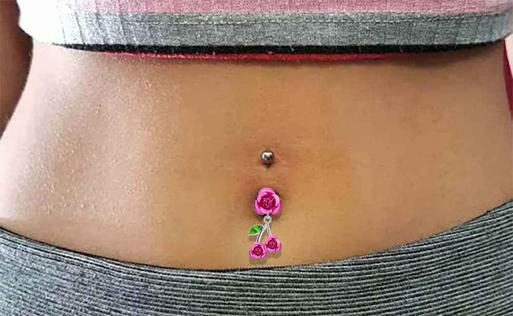 Stylish Triple Rose Dangling 925 Sterling Body Jewelry