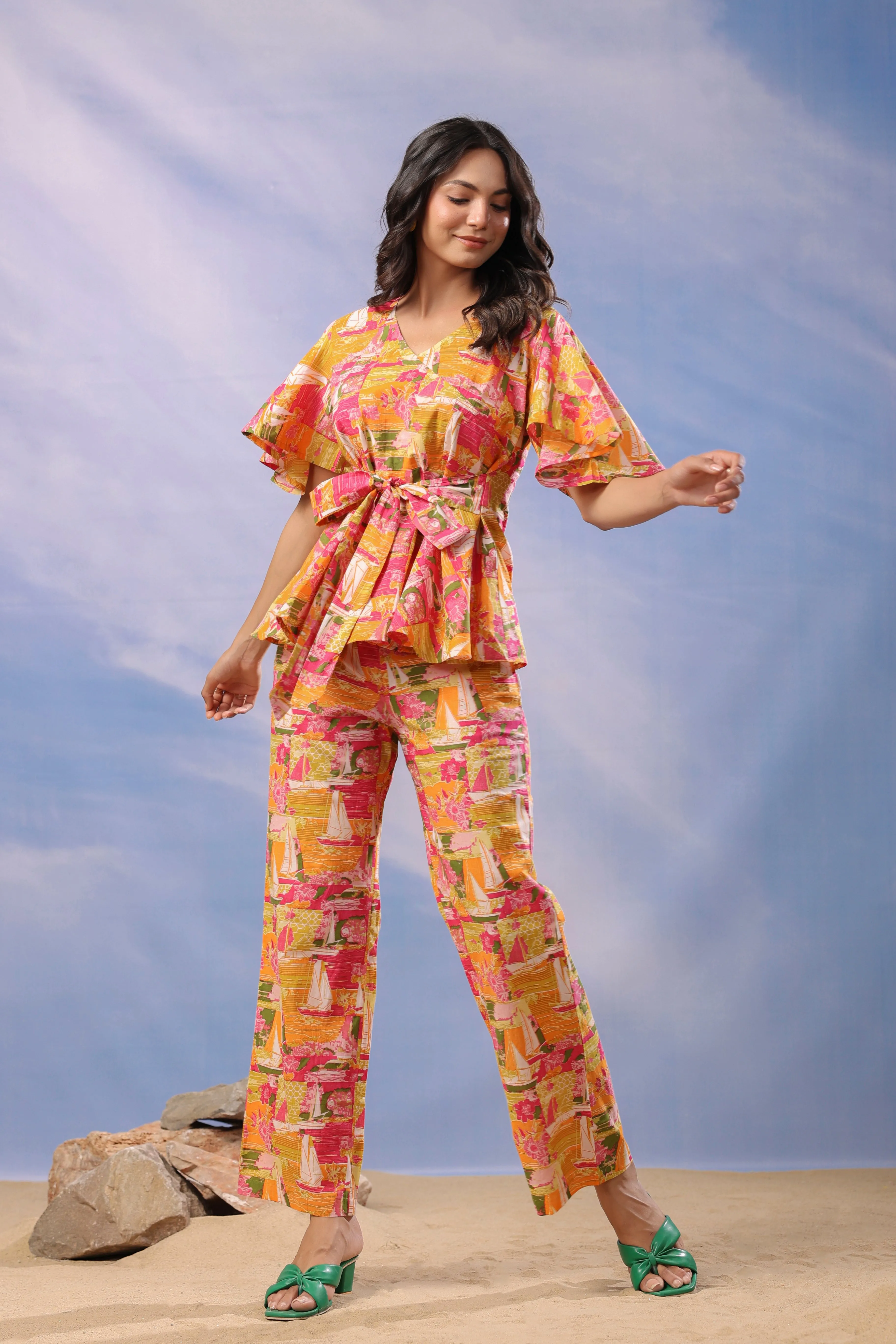 Sunset Serenade Cotton Loungewear Top Set