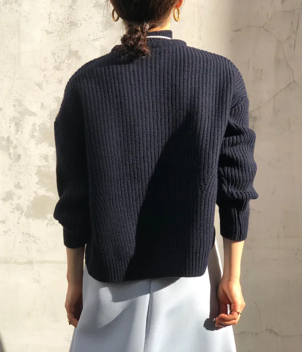 TAN/KARESANSUI WOOLEN PULLOVER(DARK NAVY)