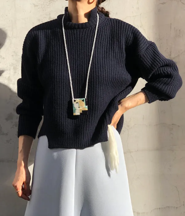 TAN/KARESANSUI WOOLEN PULLOVER(DARK NAVY)