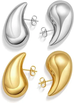 Teardrop Earring Set Dupes Lightweight Chunky Gold Hoop Earrings for Women, Hypoallergenic Earring Fashion Jewelry for Women
