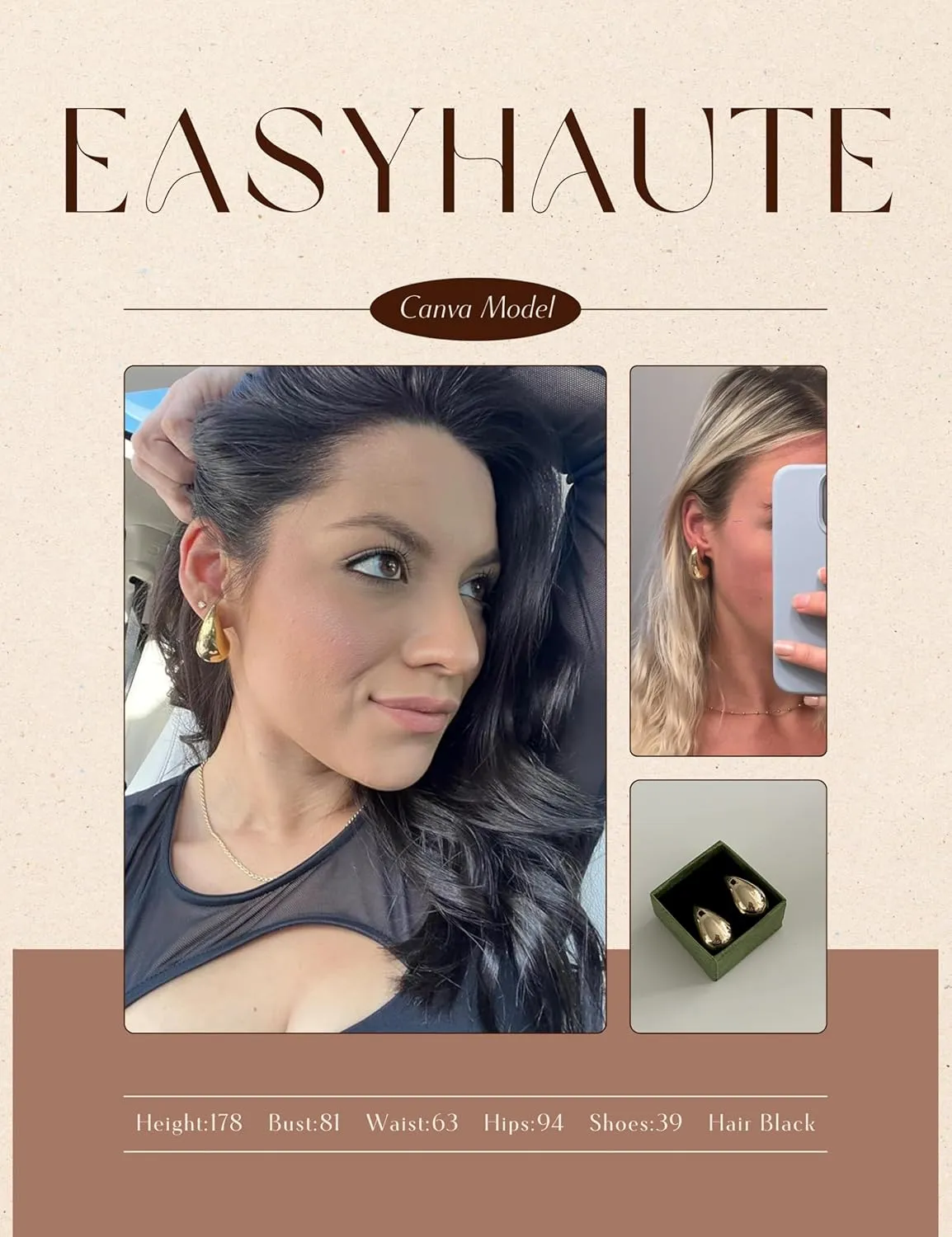 Teardrop Earring Set Dupes Lightweight Chunky Gold Hoop Earrings for Women, Hypoallergenic Earring Fashion Jewelry for Women