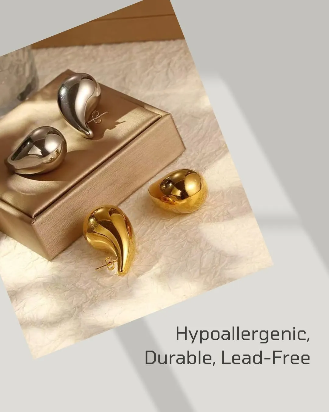 Teardrop Earring Set Dupes Lightweight Chunky Gold Hoop Earrings for Women, Hypoallergenic Earring Fashion Jewelry for Women