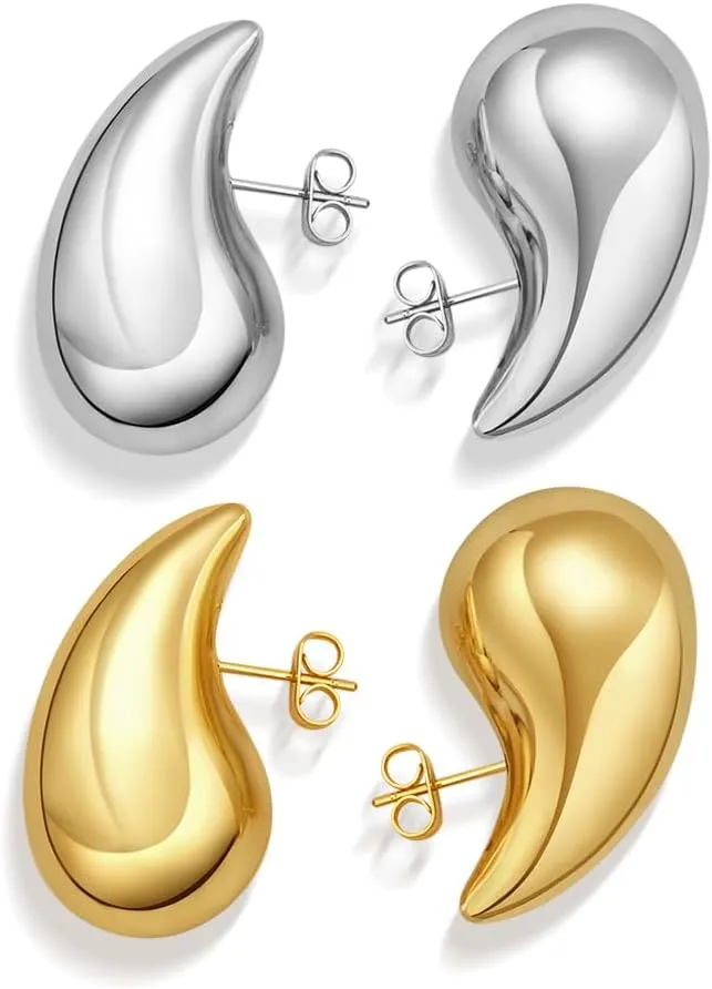 Teardrop Earring Set Dupes Lightweight Chunky Gold Hoop Earrings for Women, Hypoallergenic Earring Fashion Jewelry for Women