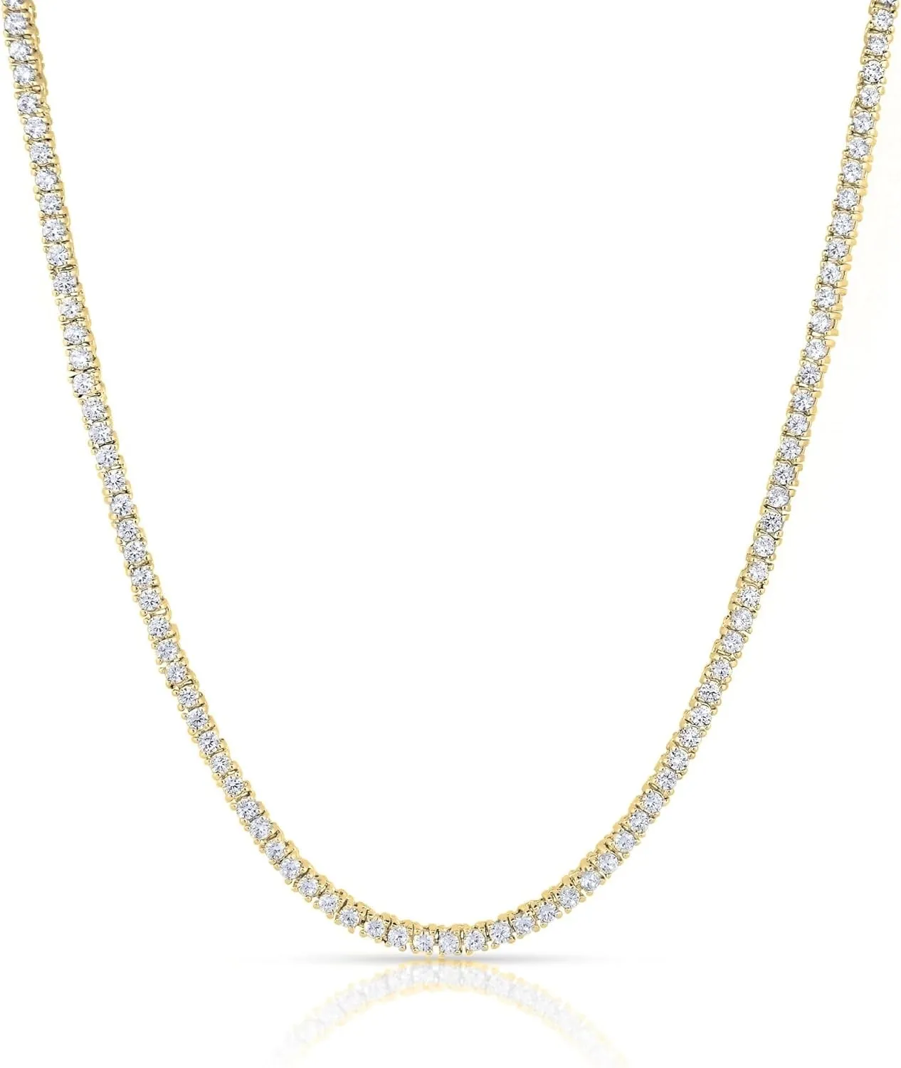 Tennis Necklace 14K Gold/Silver Plated3mm Width Sparking Rhinestone Chain Necklace Delicate Tennis Choker Necklace for Women Dainty Classic Cubic Zirconia Bridal Wedding Jewelry for Women