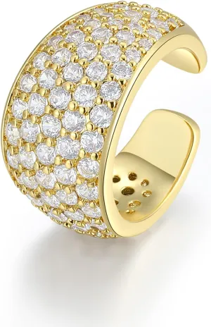 Thick Diamond Ear Cuff | Wide Gold Cuff No Piercing | Chunky Bold Cartilage Cuff Ear Wrap | CZ Hoop Earrings