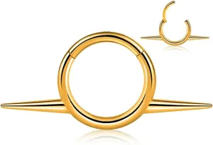Titanium Septum Ring16G Septum Jewelry 8mm,ASTM F136 Titanium Nose rings Classic design Clicker Cartilage Earring Hinged Segment Daith Piercing Black silver gold 1PCS