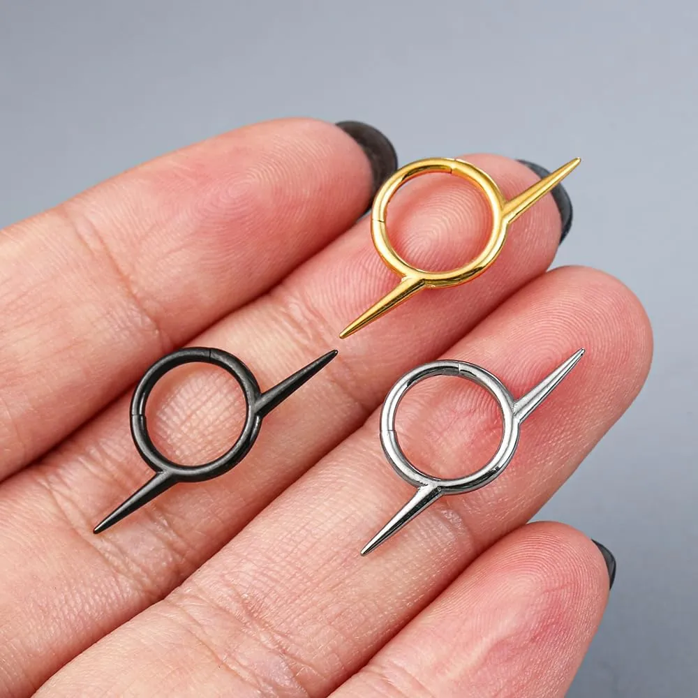 Titanium Septum Ring16G Septum Jewelry 8mm,ASTM F136 Titanium Nose rings Classic design Clicker Cartilage Earring Hinged Segment Daith Piercing Black silver gold 1PCS