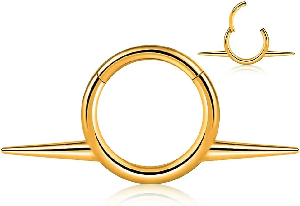 Titanium Septum Ring16G Septum Jewelry 8mm,ASTM F136 Titanium Nose rings Classic design Clicker Cartilage Earring Hinged Segment Daith Piercing Black silver gold 1PCS